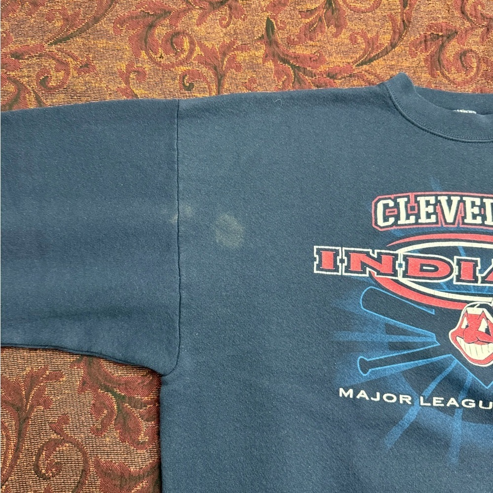 90s Logo 7 Cleveland Indians Crewneck Sweater - Picture 7 of 9